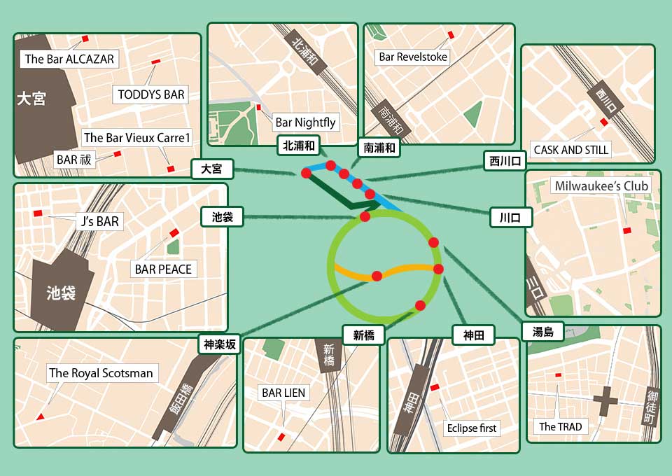 うちでの小槌プロジェクト BAR MAP 東京、埼玉